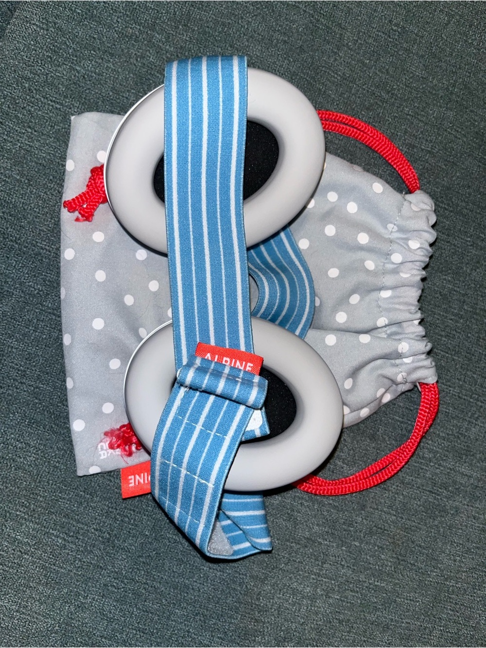 Alpine Ear Muffs Kids Muffy with Gray Polka Dot Pouch